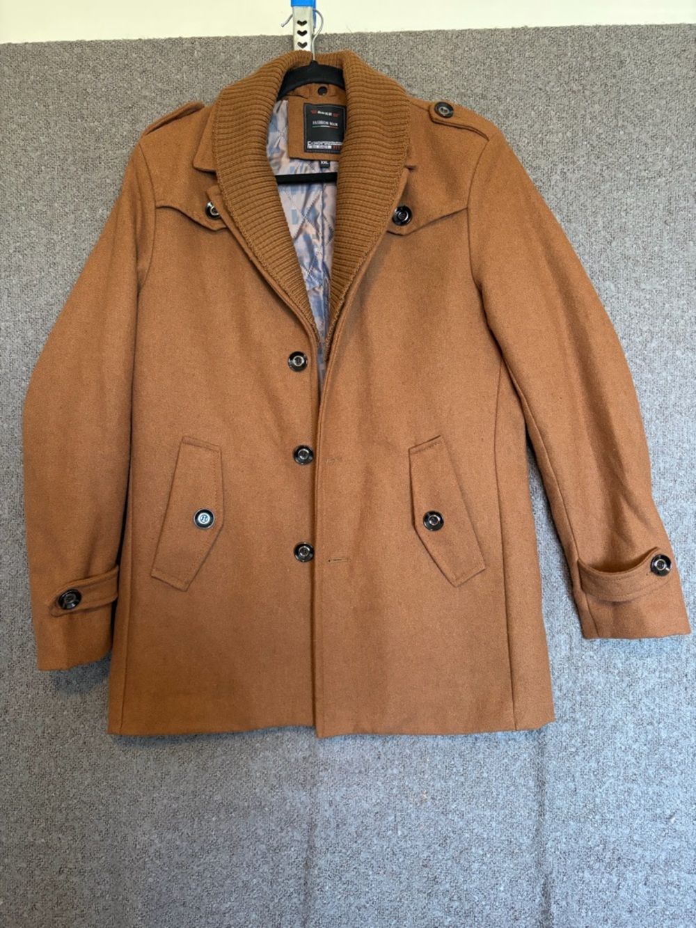 Shawl-Collar Wool Peacoat in Camel by Fashion Man Shi Chen